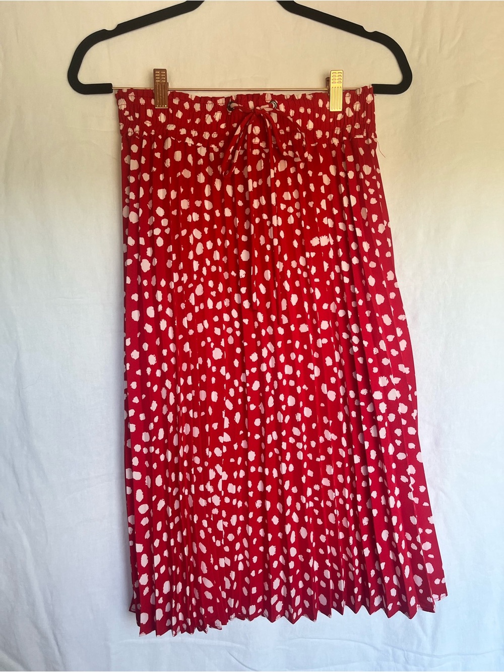 Heatherly Kamille Red Polka Dot Pleated Midi Skirt